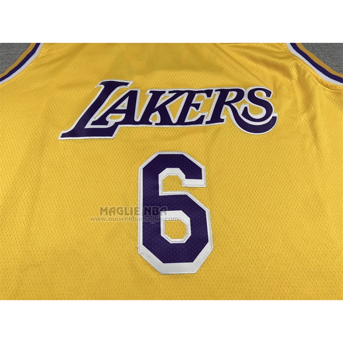 Maglia
 LeBron James NO 6 Los Angeles Lakers Icon 2022-23 Giallo
